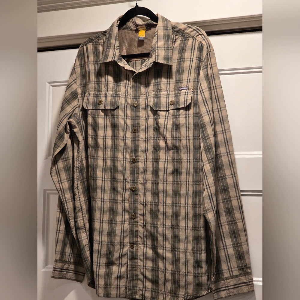 Eddie Bauer Travex Shirt Mens Large Tall Plaid Getaway Flex Button Up